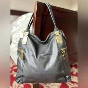 Banana Republic black leather tote